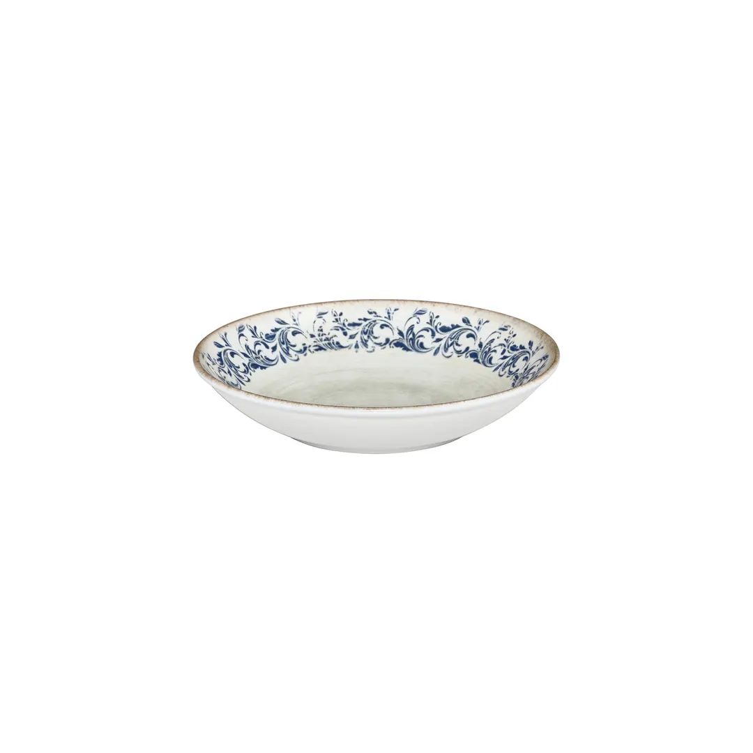 Turgla T-KRAFL23CK-6 Kario Deep Plate 9" Dia x 1.75" H 34 oz Round Blue Vitrified Porcelain