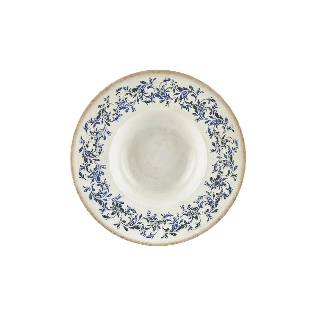 Turgla T-KRAGT25CK-6 Kario Deep Plate, 9.75" Diameter x 2" Height, 14 oz Capacity, Round Blue Vitrified Porcelain
