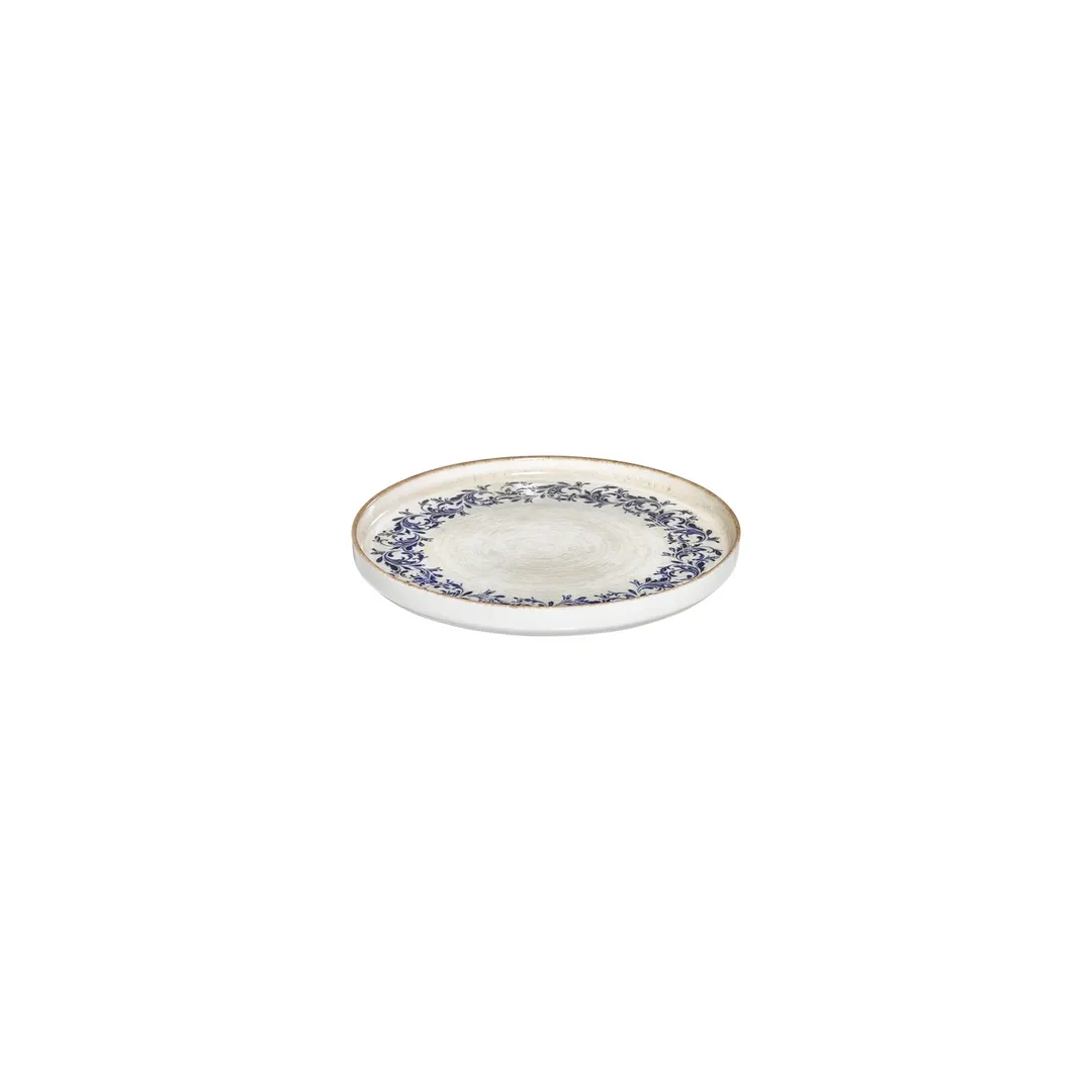 Turgla T-KRAHL16RD-6 Kario Round China Plate, 6.25" Diameter, Porcelain, Blue Vitrified Finish