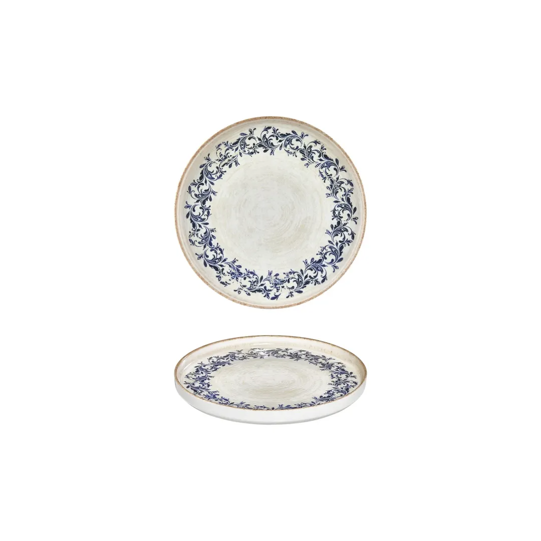 Turgla T-KRAHL16RD-6 Kario Round China Plate, 6.25" Diameter, Porcelain, Blue Vitrified Finish