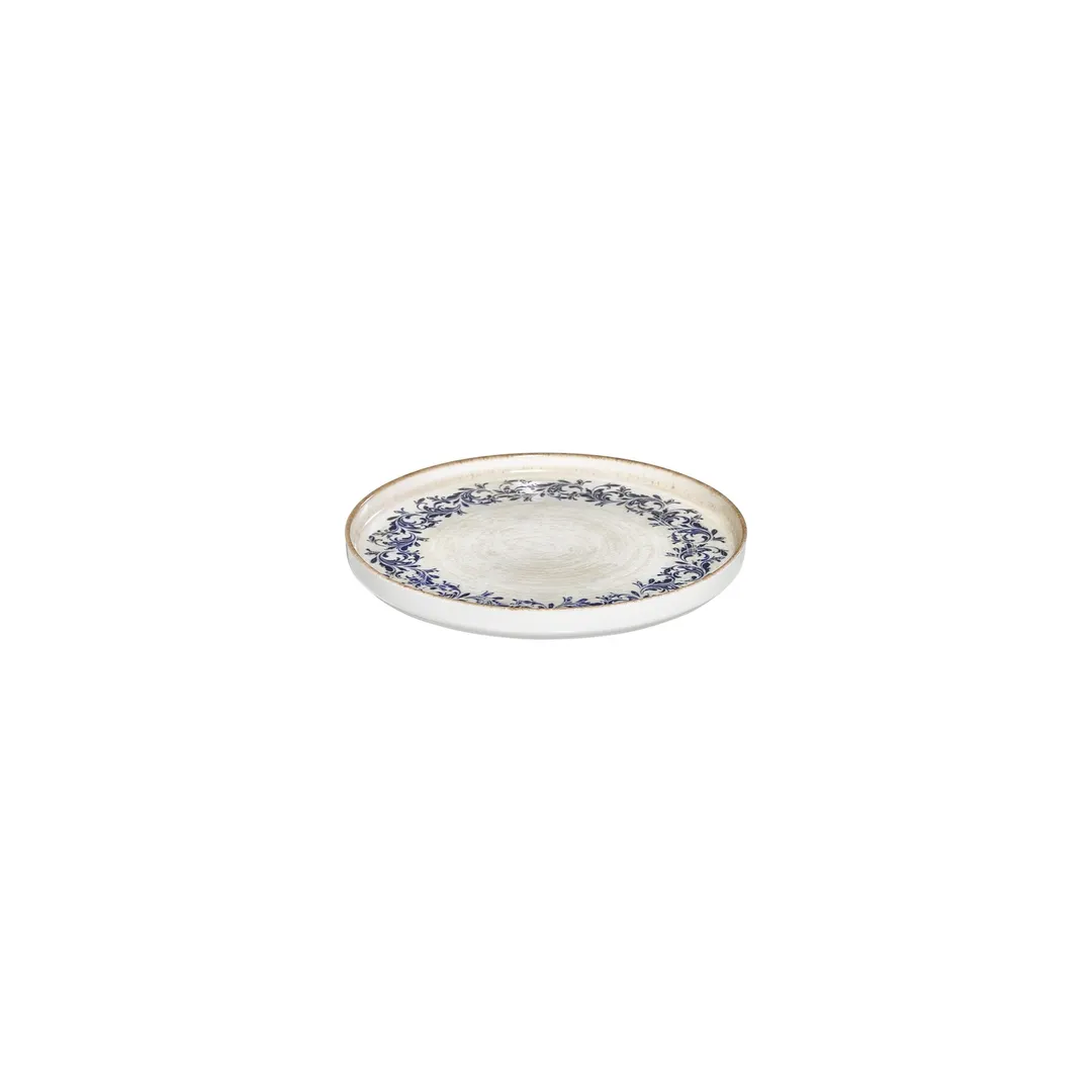 Turgla T-KRAHL19RD-6 Kario Round China Plate, 7.5" Diameter, Blue Vitrified Porcelain