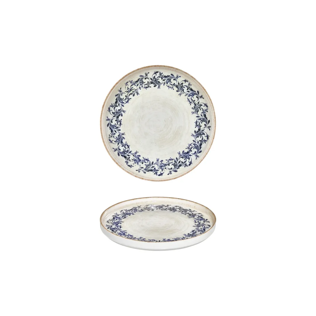 Turgla T-KRAHL19RD-6 Kario Round China Plate, 7.5" Diameter, Blue Vitrified Porcelain