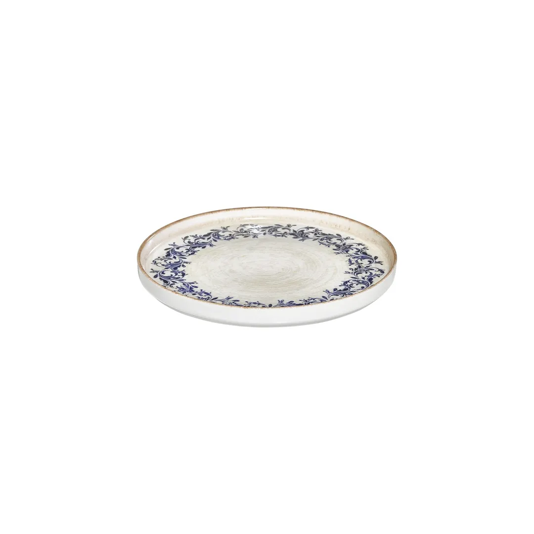 Turgla T-KRAHL23RD-6 Kario Round China Plate, 9" Diameter, Porcelain, Blue Vitrified Finish