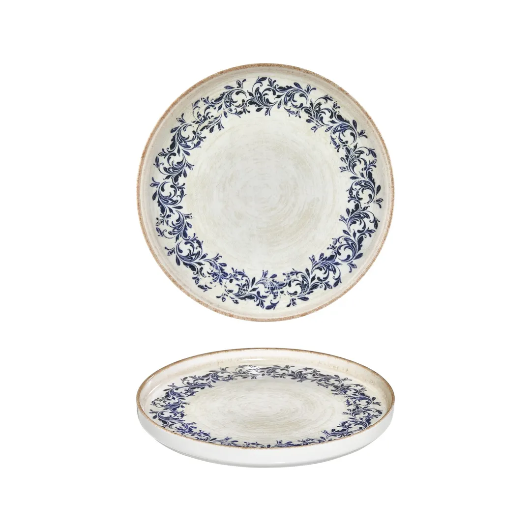 Turgla T-KRAHL25RD-6 Kario Round China Plate, 9.75" Diameter, Blue Vitrified Porcelain Dinnerware