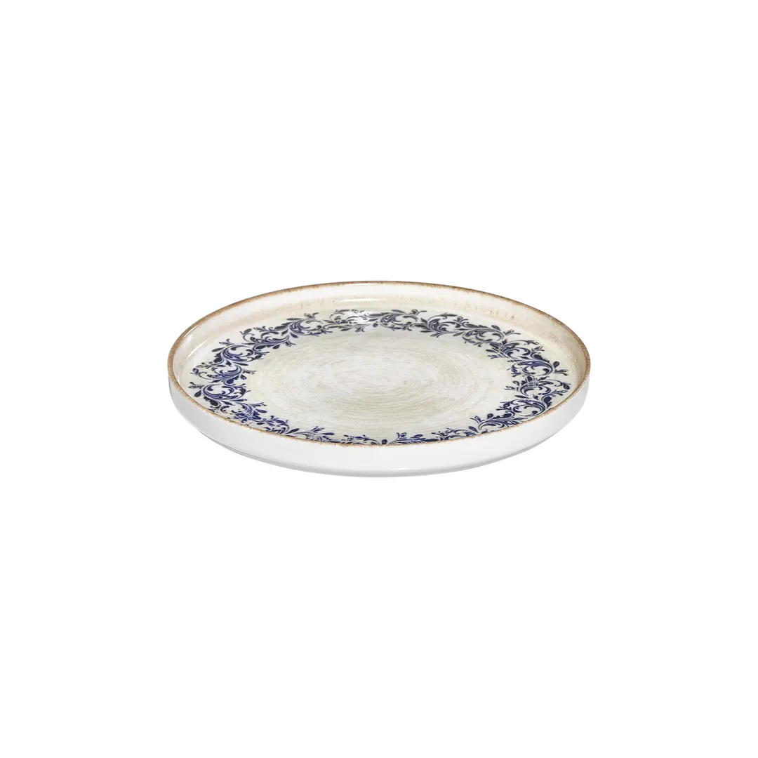 Turgla T-KRAHL27RD-6 Kario Round China Plate, 10.75" Diameter, Porcelain, Blue Vitrified Finish