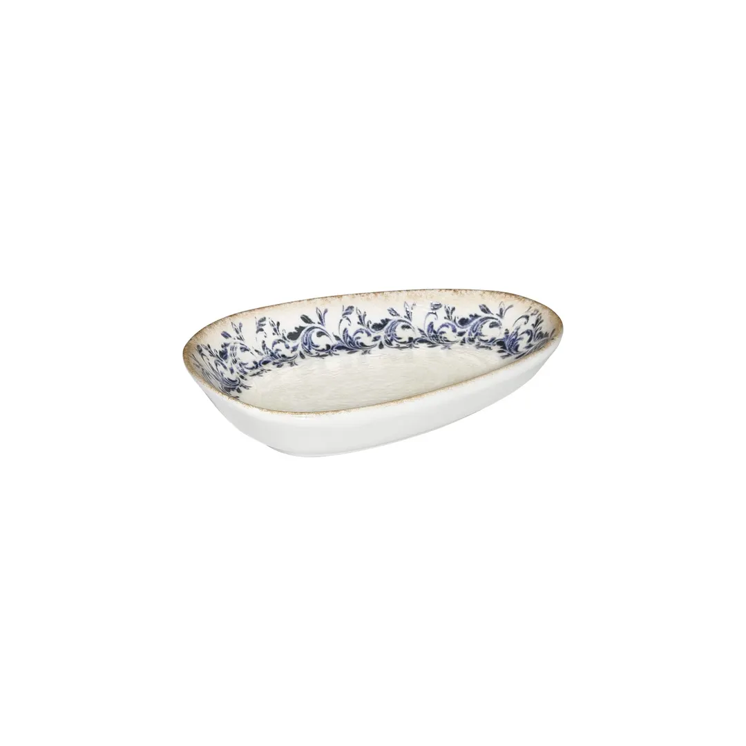 Turgla T-KRAIS16OV-12 Kario Porcelain Platter, Organic Blue, 6.25" x 4" x 1.25" Vitrified, Dinnerware