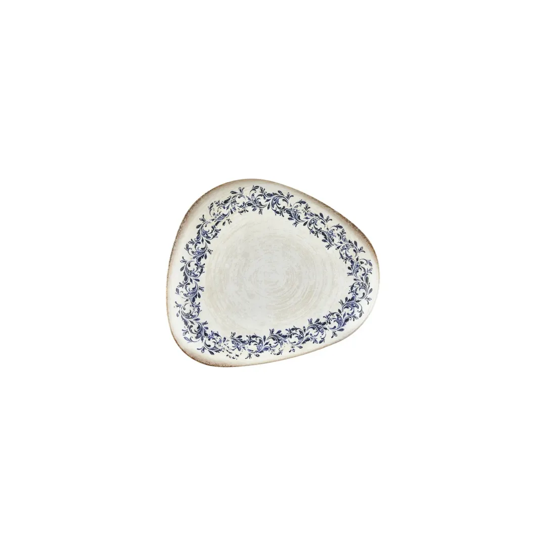 Turgla T-KRAIS19DZ-12 Kario Plate, 7.5" x 6.5" Organic Blue Vitrified Porcelain Dinnerware Plate