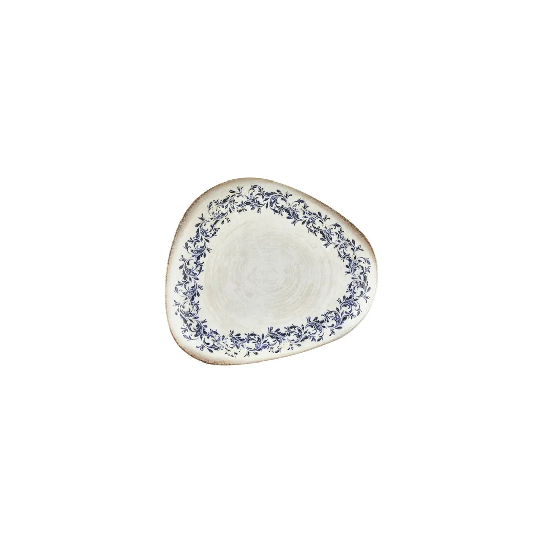 Turgla T-KRAIS19DZ-12 Kario Plate, 7.5" x 6.5" Organic Blue Vitrified Porcelain Dinnerware Plate