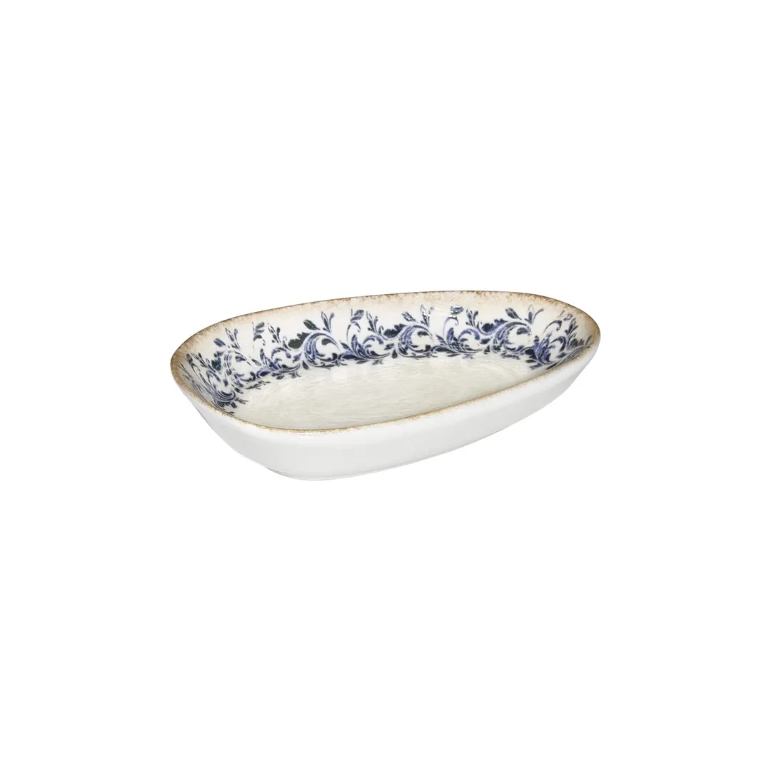 Turgla T-KRAIS19OV-12 Kario Platter, 7.5" x 4.75" x 1.5" H, Organic Blue Vitrified Porcelain