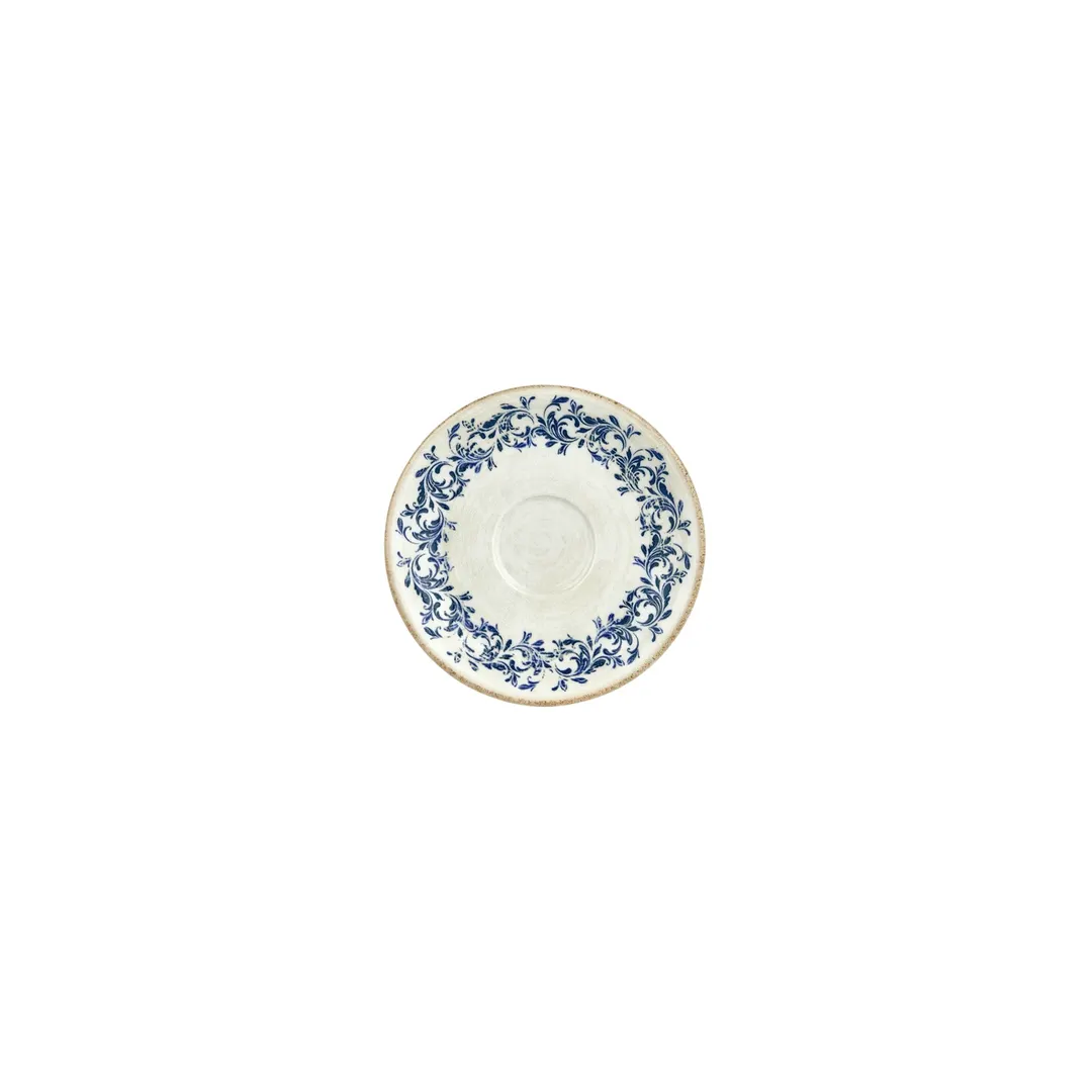 Turgla T-KRAZT01CT-24 Kario Round China Saucer, 6.25" Diameter, Blue Vitrified Porcelain
