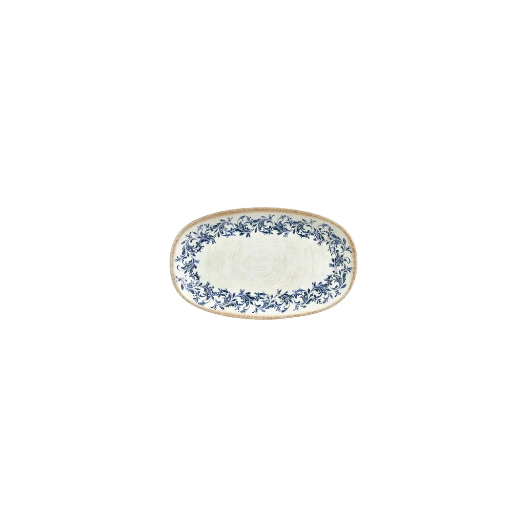 Turgla T-KRAZT15OV-12 Kario Oval China Platter, 6" x 3.5" x 0.75" H, Blue Vitrified Porcelain