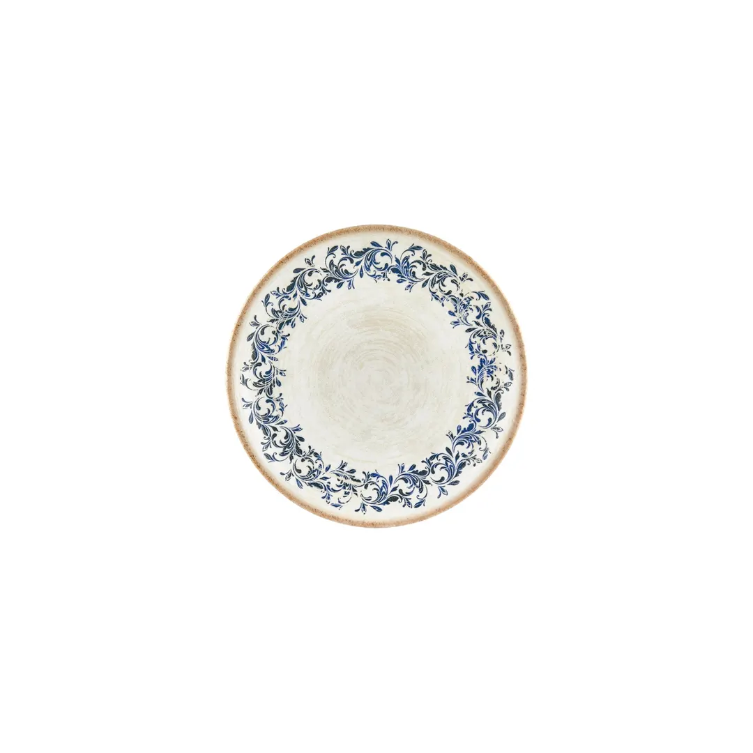Turgla T-KRAZT19DZ-12 Kario Round China Plate, 7.5" Diameter, Blue Vitrified Porcelain