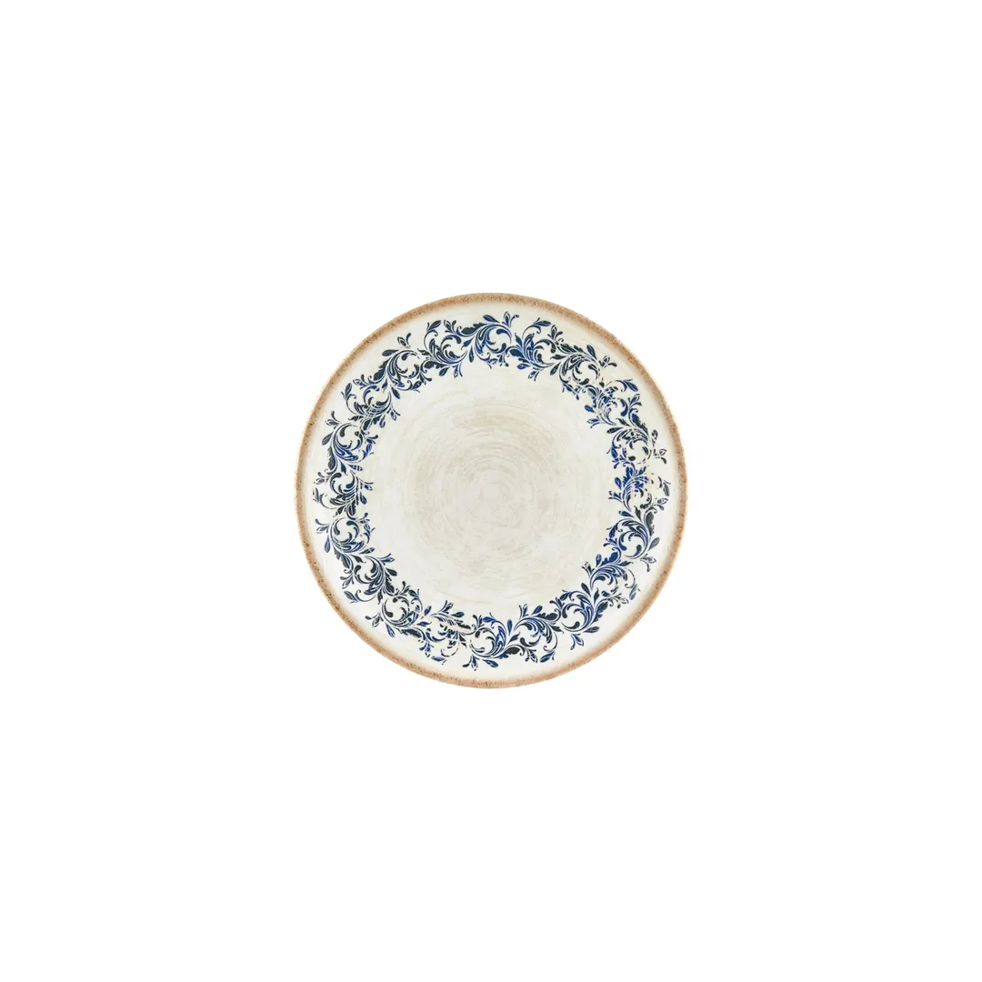 Turgla T-KRAZT19DZ-12 Kario Round China Plate, 7.5" Diameter, Blue Vitrified Porcelain