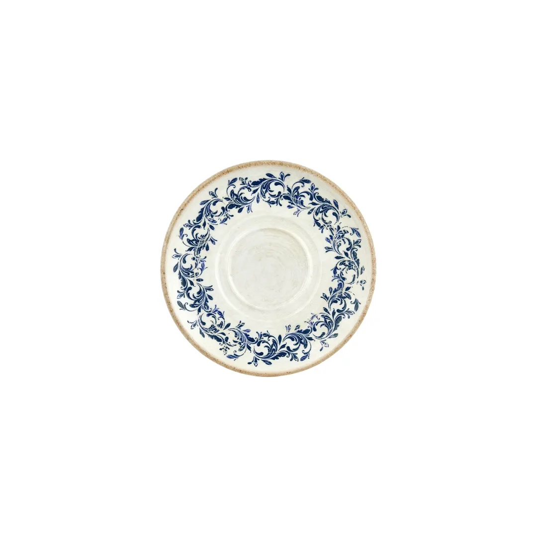 Turgla T-KRAZT19KNS-12 Kario Round Saucer, 7.5" Diameter, Blue Vitrified Porcelain