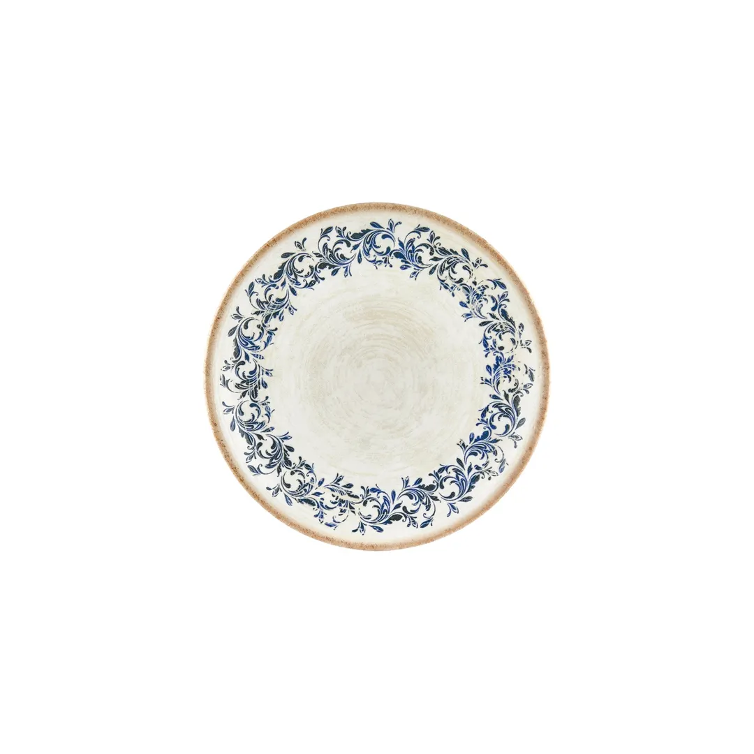 Turgla T-KRAZT23DZ-12 Kario Round China Plate, 9" Diameter, Blue Vitrified Porcelain