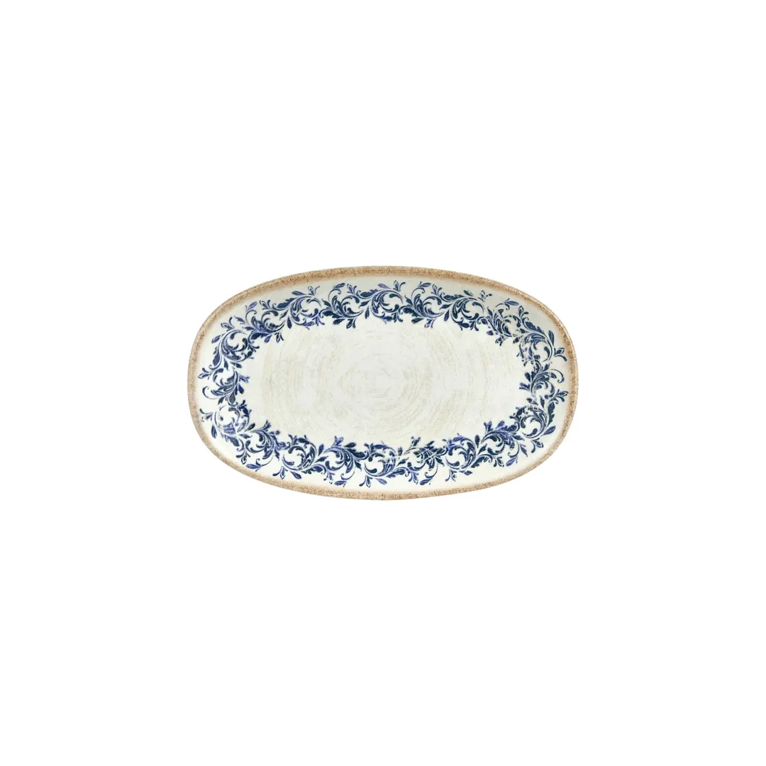 Turgla T-KRAZT24OV-12 Kario Oval China Platter, 9.5" x 5.75" x 1" Blue Porcelain, Vitrified Finish