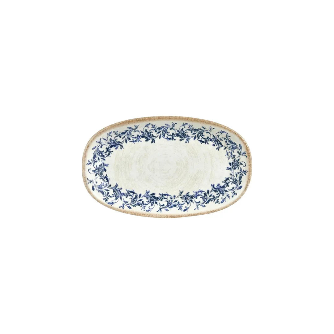 Turgla T-KRAZT24OV-12 Kario Oval China Platter, 9.5" x 5.75" x 1" Blue Porcelain, Vitrified Finish