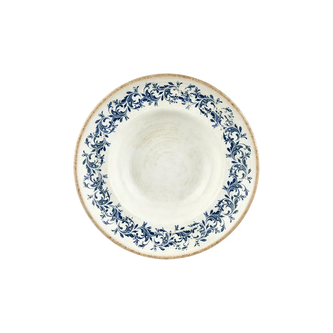 Turgla T-KRAZT25CK-6 Kario Deep Plate, 9.75" Dia x 2.25" H, 14 oz, Round Porcelain, Blue Vitrified