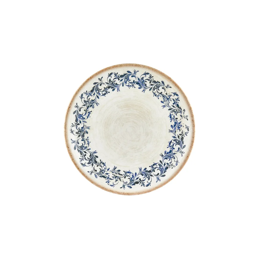 Turgla T-KRAZT25DZ-12 Kario Round China Plate, 9.75" Diameter, Blue Vitrified Porcelain