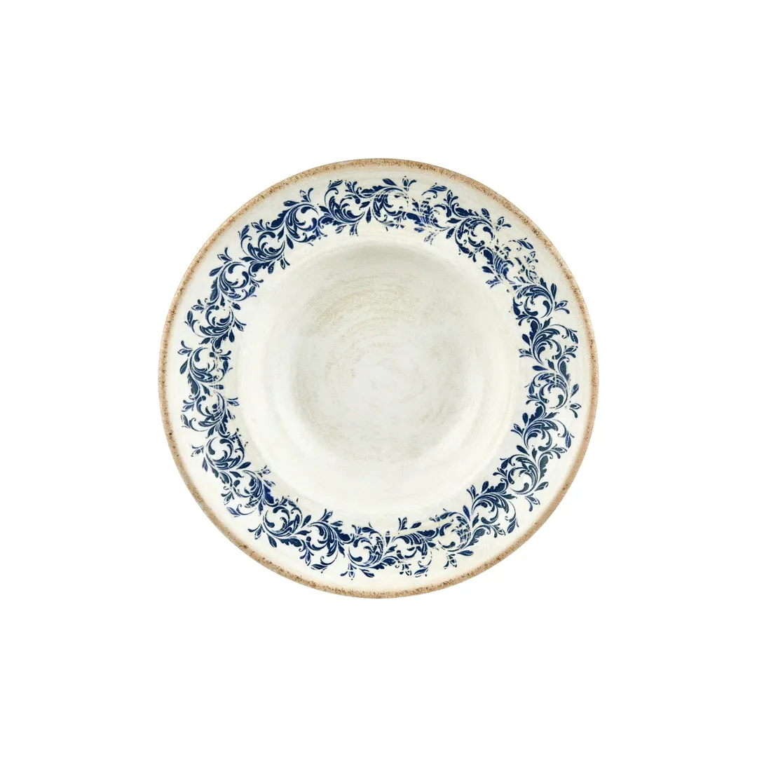Turgla T-KRAZT27CK-6 Kario Deep Plate, 10.75" Dia x 2.5" H, 17 oz, Round Porcelain, Blue Vitrified