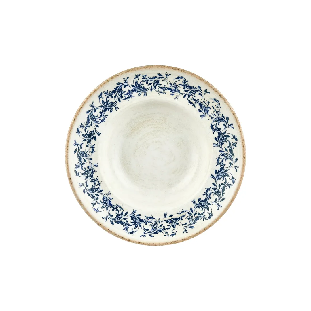 Turgla T-KRAZT27CK-6 Kario Deep Plate, 10.75" Dia x 2.5" H, 17 oz, Round Porcelain, Blue Vitrified