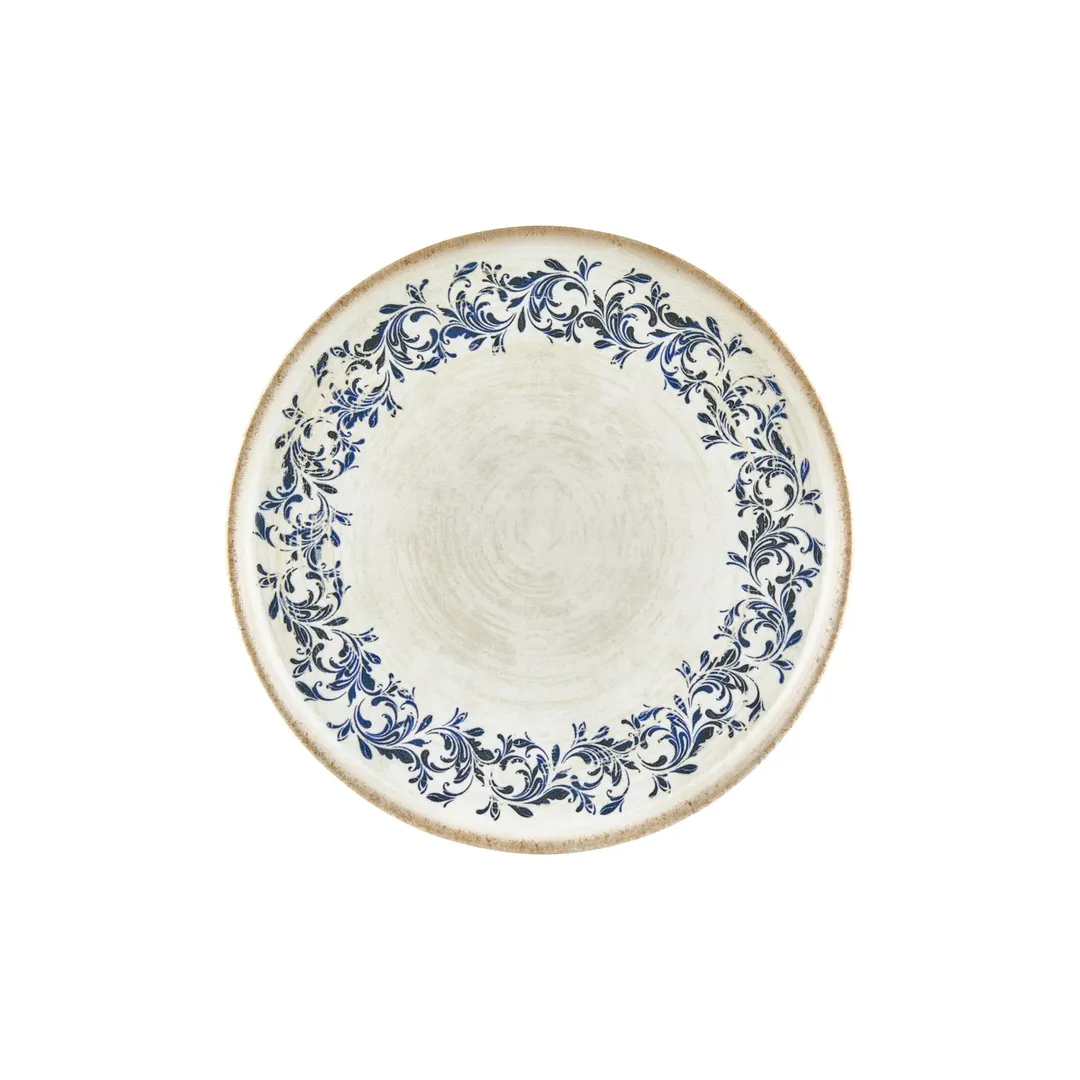 Turgla T-KRAZT27DZ-12 Kario Round China Plate, 10.75" Diameter, Blue Vitrified Porcelain Dinnerware