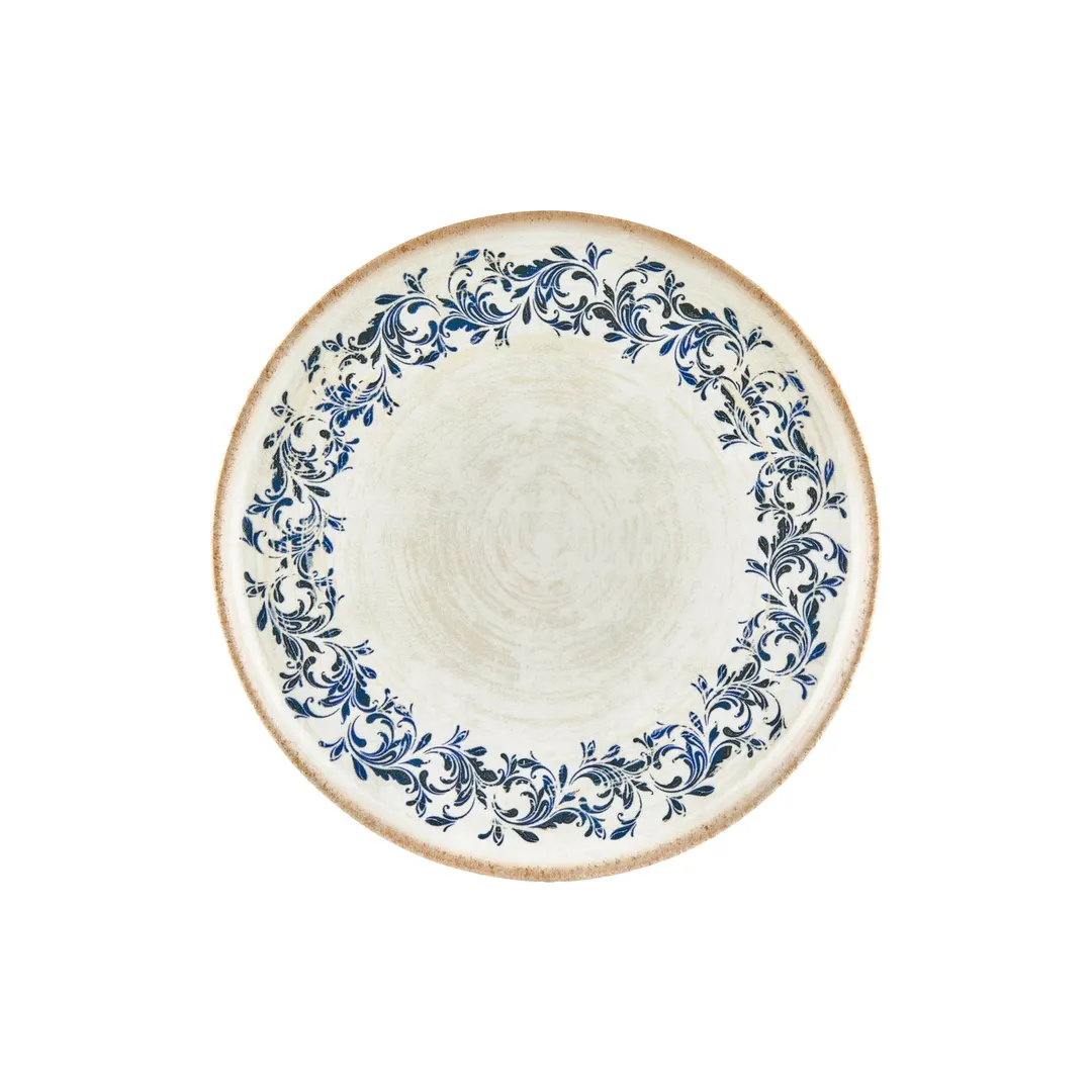 Turgla T-KRAZT32PZT-6 Pizza Plate, 12.5" Round Porcelain Plate, Blue Vitrified Finish - 1/Each