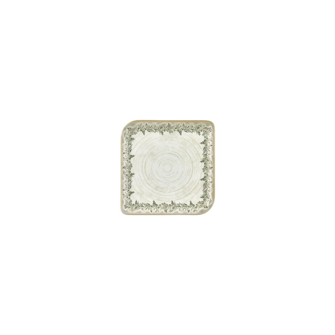 Turgla T-OLVAR20KR-12 Oliva Square China Plate, 6" x 6", Porcelain, Green Vitrified Finish