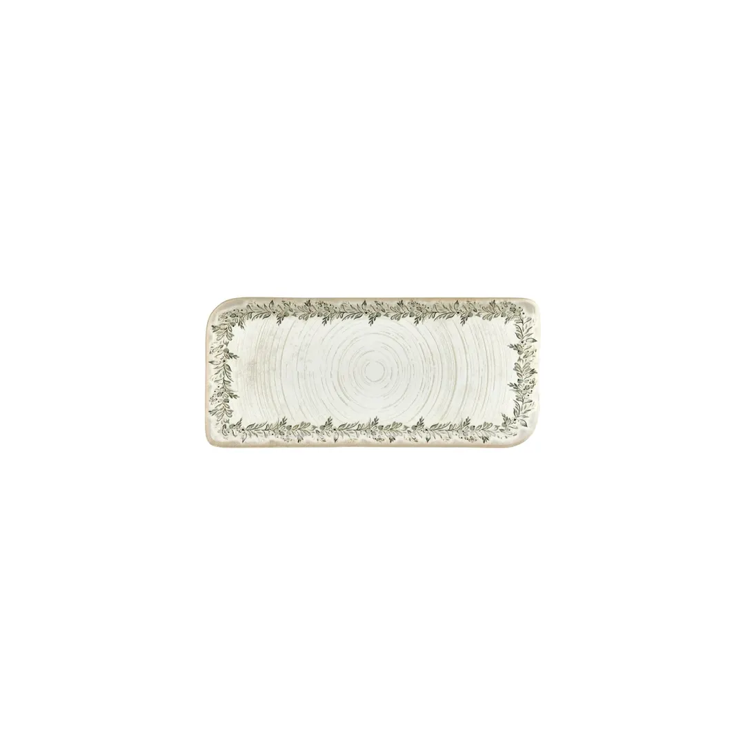 Turgla T-OLVAR28DT-12 Oliva Rectangular China Plate, 9.5" x 6" Porcelain, Green Vitrified Finish
