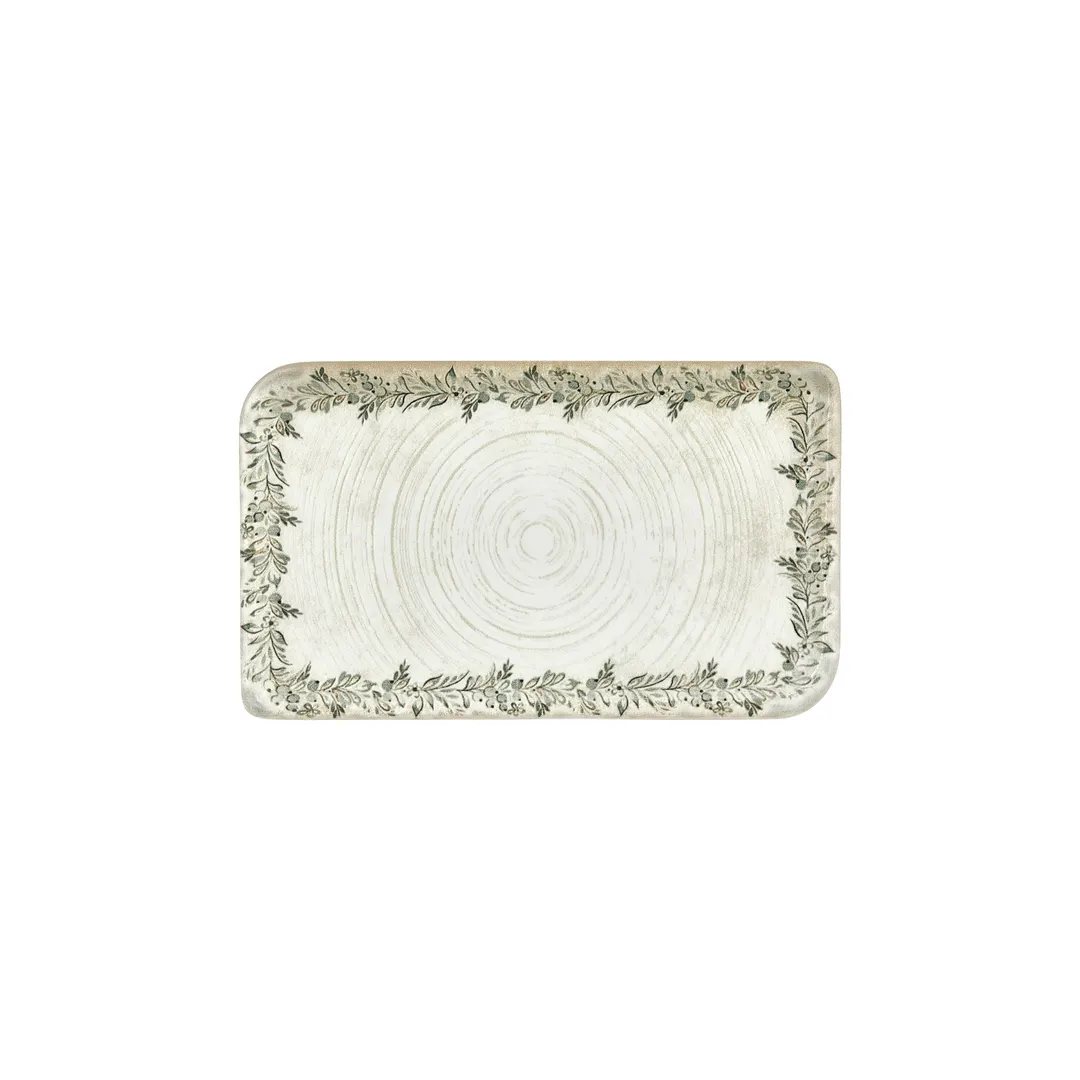Turgla T-OLVAR34DT-6 Oliva Rectangular China Platter, 11.75" x 7" Porcelain, Green Vitrified Finish