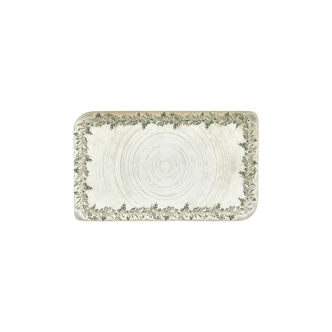 Turgla T-OLVAR34DT-6 Oliva Rectangular China Platter, 11.75" x 7" Porcelain, Green Vitrified Finish