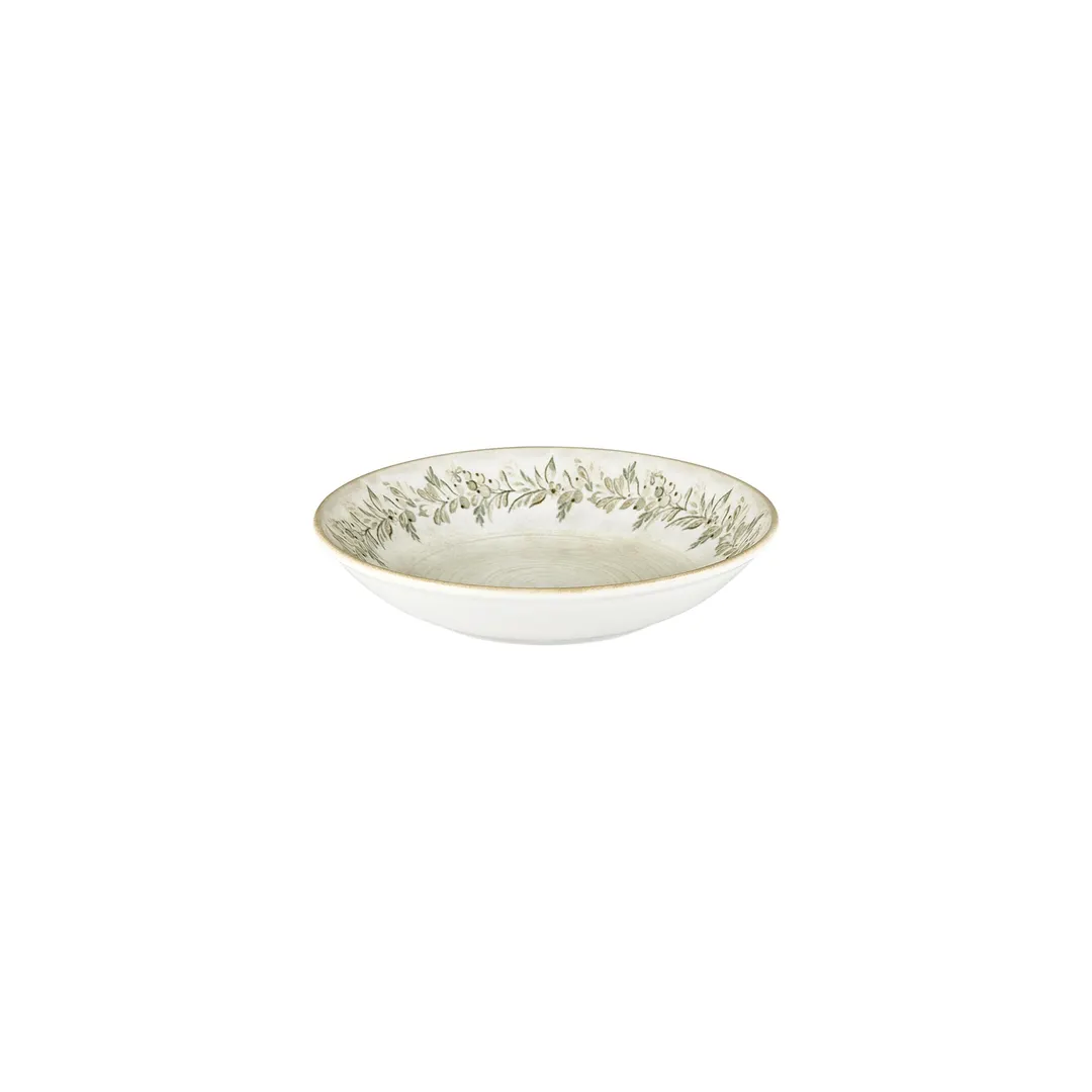 Turgla T-OLVFL23CK-6 Oliva Deep Round China Plate, 9" x 1.75" , 34 oz, Green Vitrified Porcelain