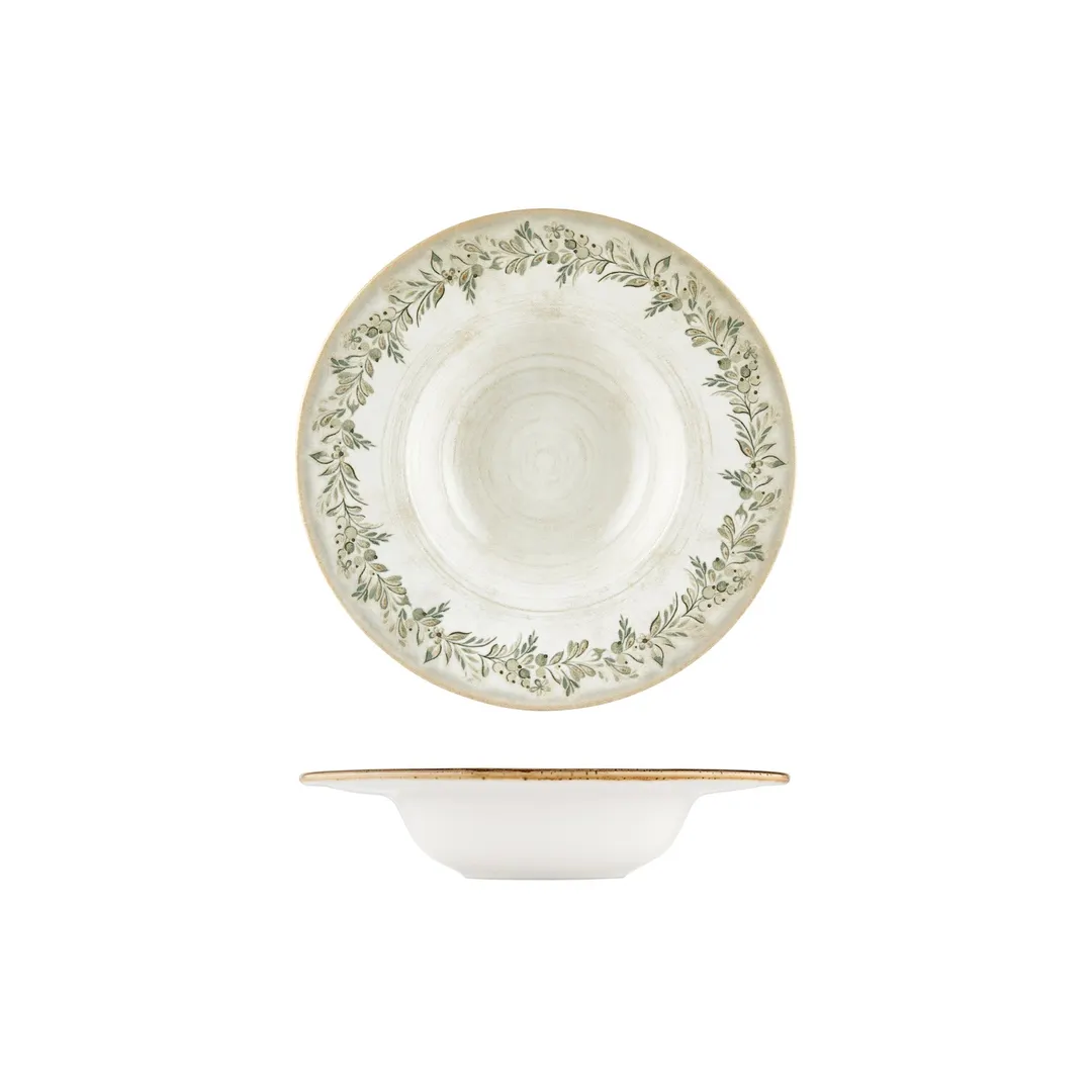 Turgla T-OLVGT25CK-6 Oliva Round Plate, 9.75" x 2" , 14 oz Green Vitrified Porcelain