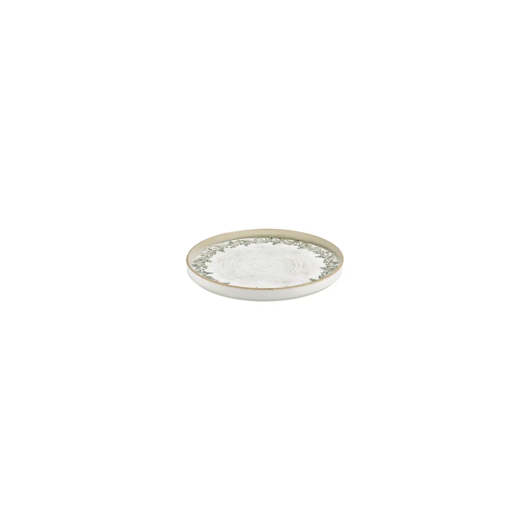 Turgla T-OLVHL16RD-6 - Oliva Round China Plate, 6.25" Diameter, Porcelain, Green Vitrified Finish