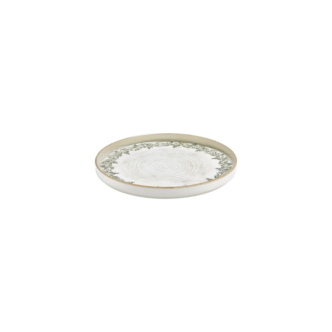 Turgla T-OLVHL23RD-6 Oliva Round Plate, 9" Diameter Green Vitrified Porcelain Dinnerware