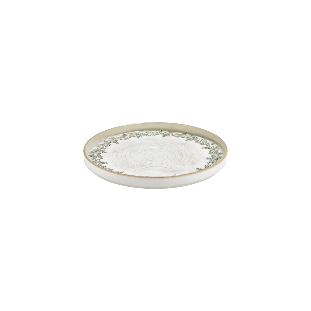 Turgla T-OLVHL25RD-6 Oliva Round China Plate, 9.75" Diameter, Porcelain, Green Vitrified Finish