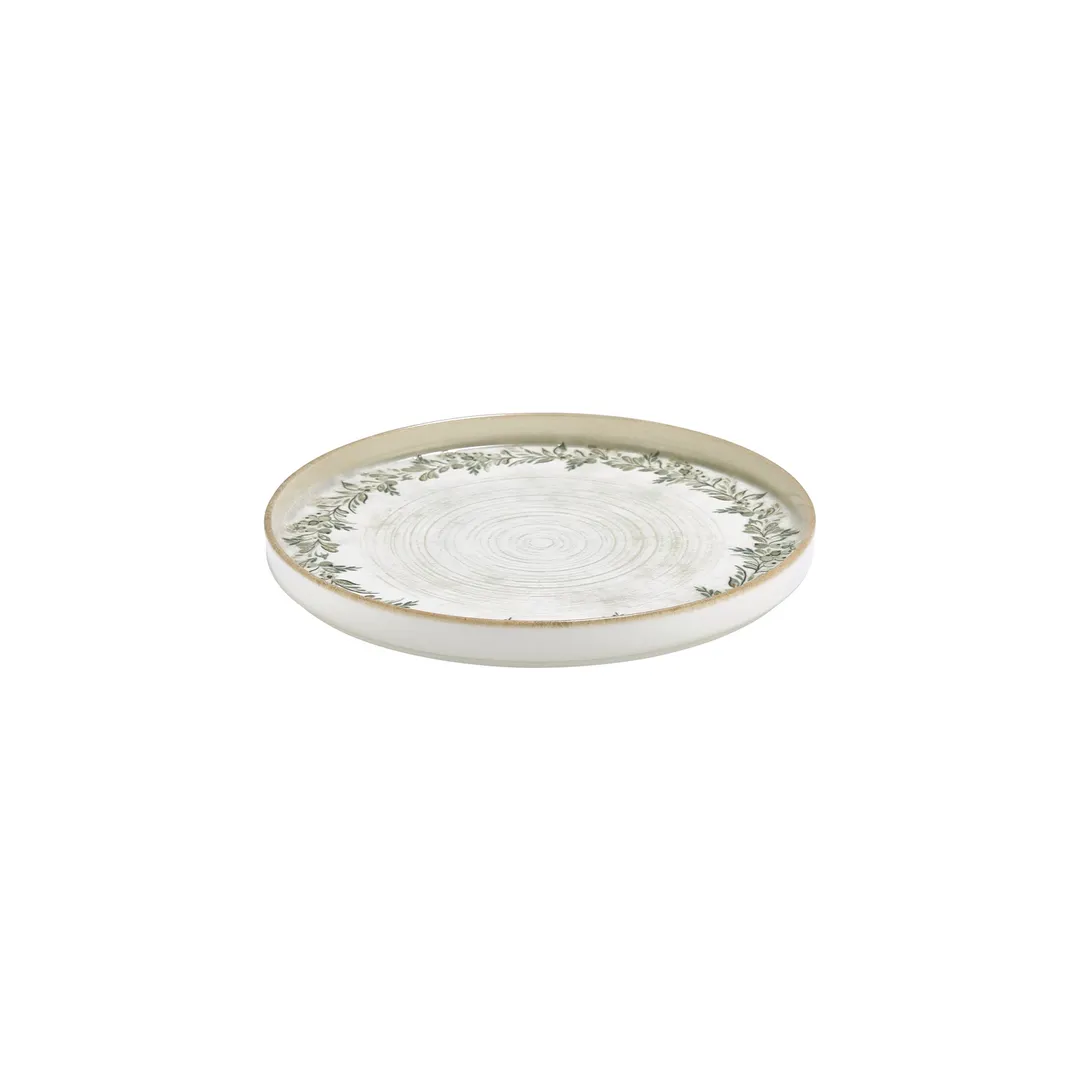 Turgla T-OLVHL27RD-6 Oliva Round China Plate, 10.75" Diameter, Green Vitrified Porcelain