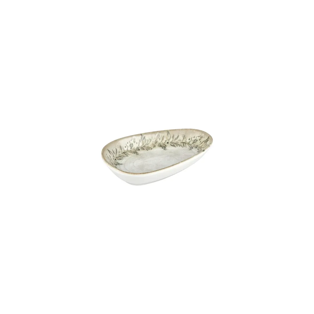 Turgla T-OLVIS19OV-12 Oliva Porcelain Platter, 7.5" x 4.75" x 1.5" H, Green Vitrified Finish - 1/Each