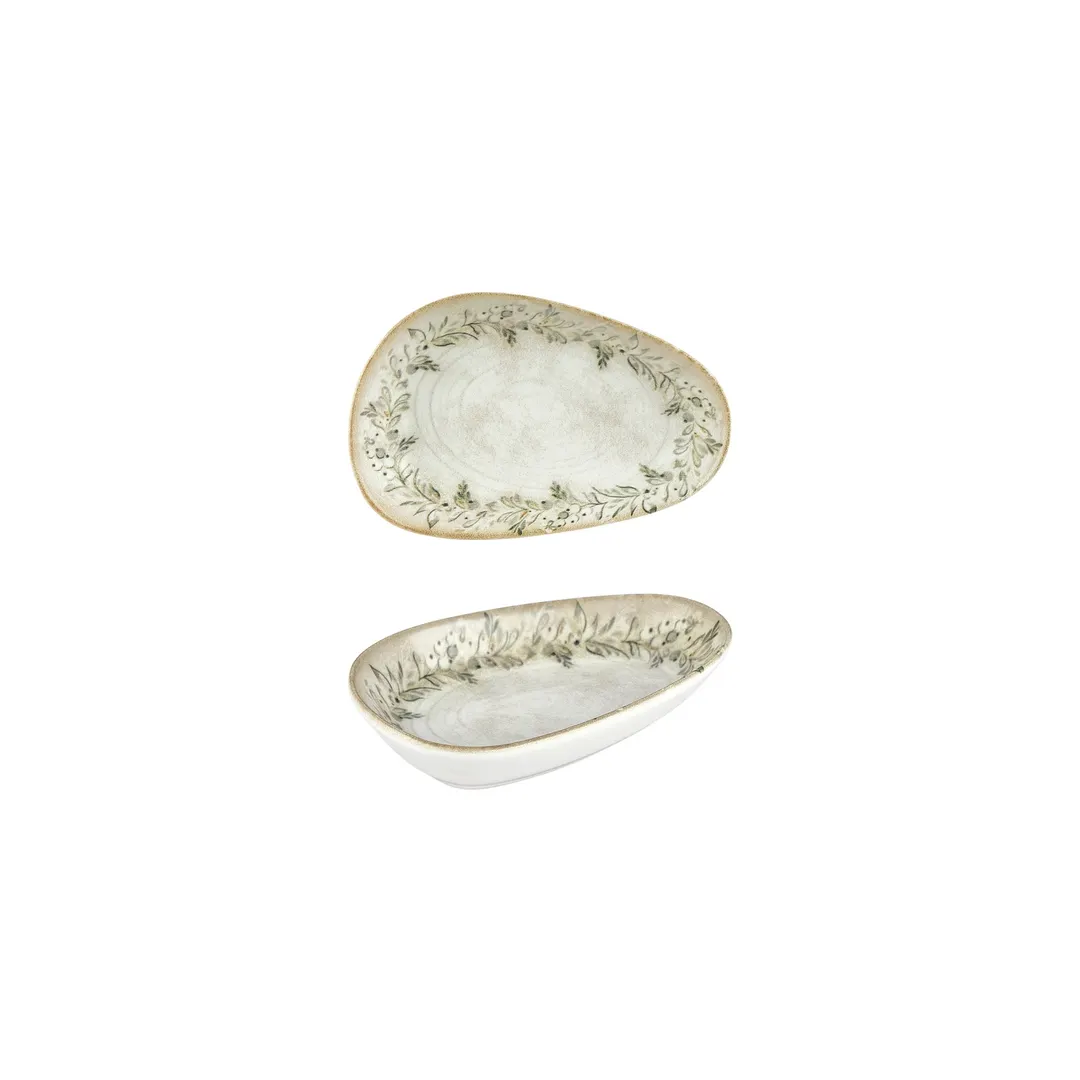 Turgla T-OLVIS19OV-12 Oliva Porcelain Platter, 7.5" x 4.75" x 1.5" H, Green Vitrified Finish - 1/Each