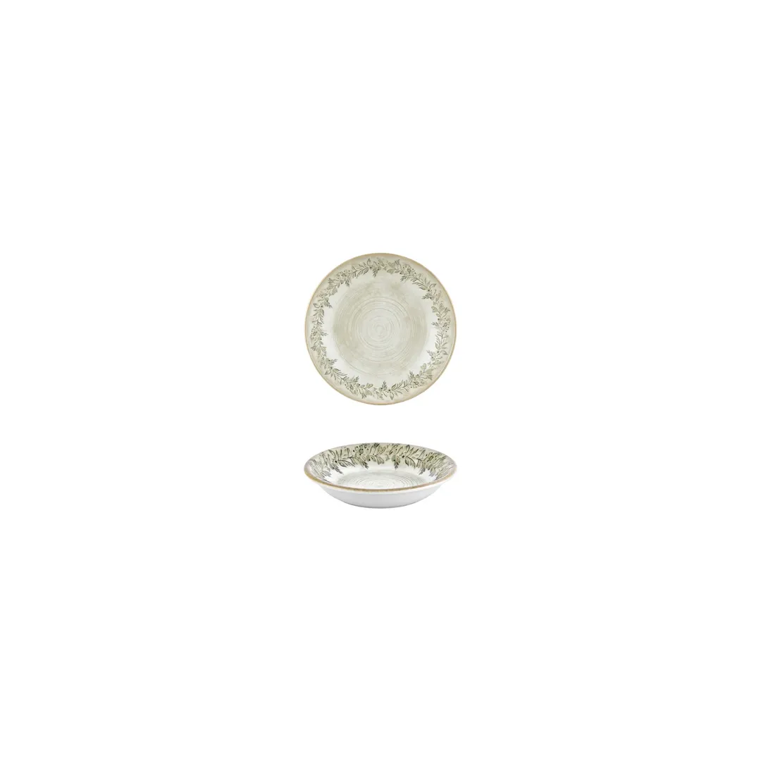 Turgla T-OLVZT11CK-24 Oliva Deep Round Plate, 4.25" Diameter x 1" Height, Green Vitrified Porcelain