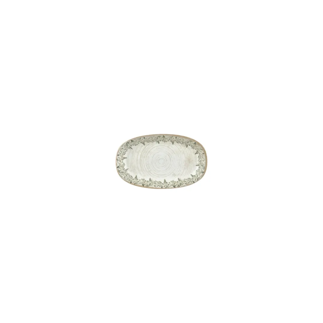 Turgla T-OLVZT15OV-12 Olive Oval China Platter, 6" x 4" Porcelain, Green Vitrified Finish - 1/Each