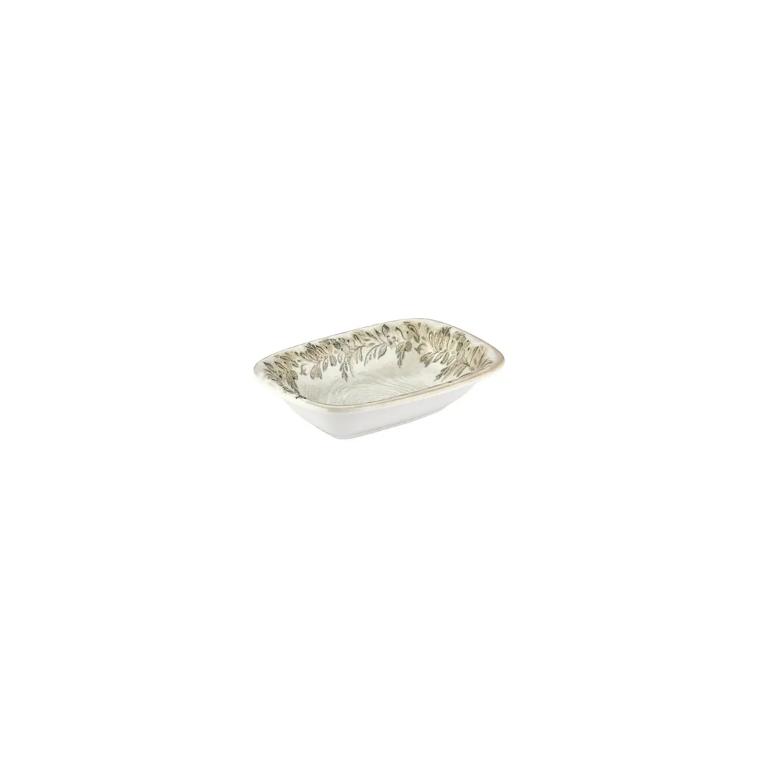 Turgla T-OLVZT18DKY-12 Oliva Deep Rectangular Plate, 7" x 5", Green Vitrified Porcelain Dinnerware