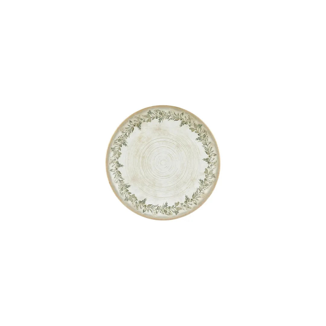 Turgla T-OLVZT19DZ-12 Oliva Round China Plate, 7.5" Diameter, Porcelain, Green Vitrified Finish