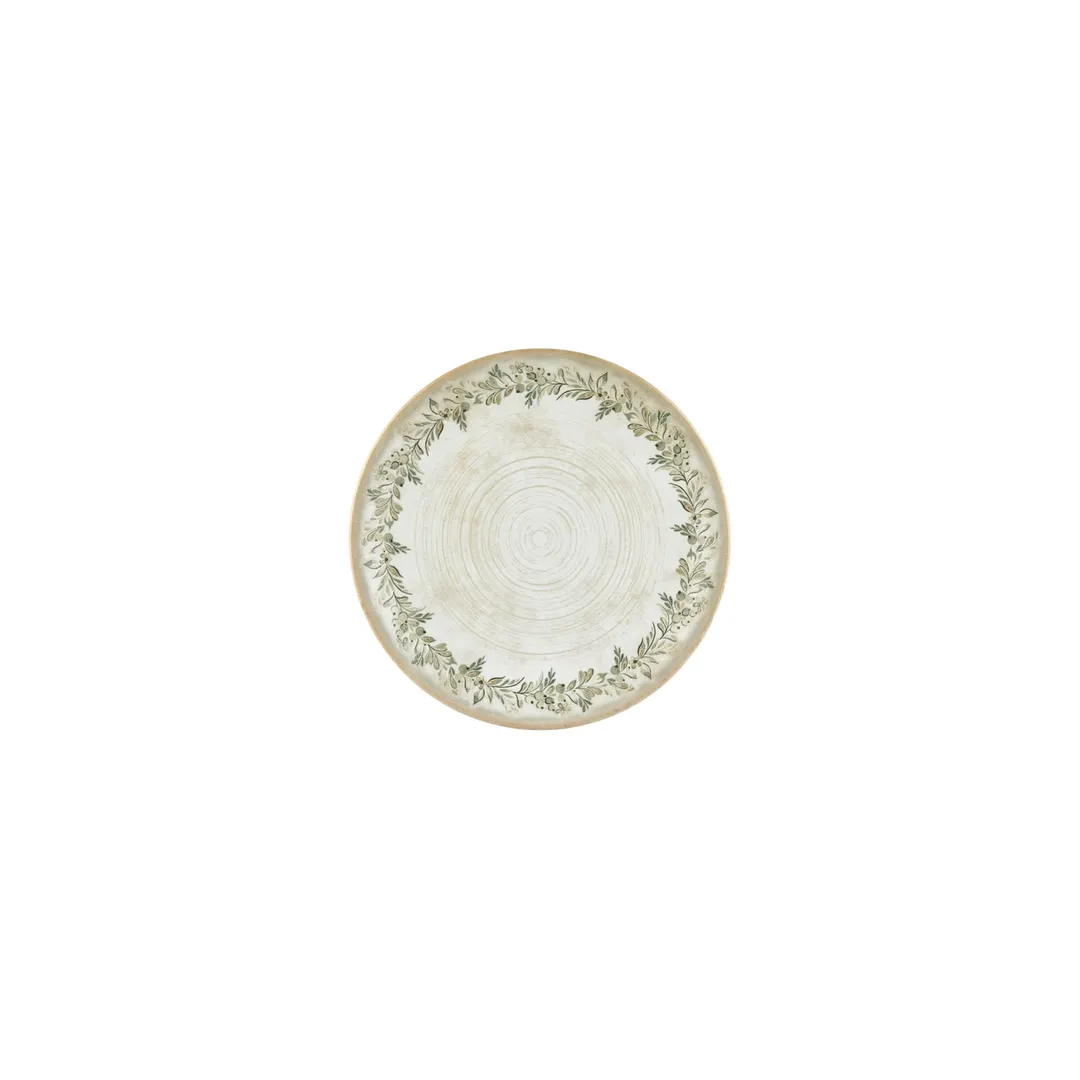 Turgla T-OLVZT19DZ-12 Oliva Round China Plate, 7.5" Diameter, Porcelain, Green Vitrified Finish