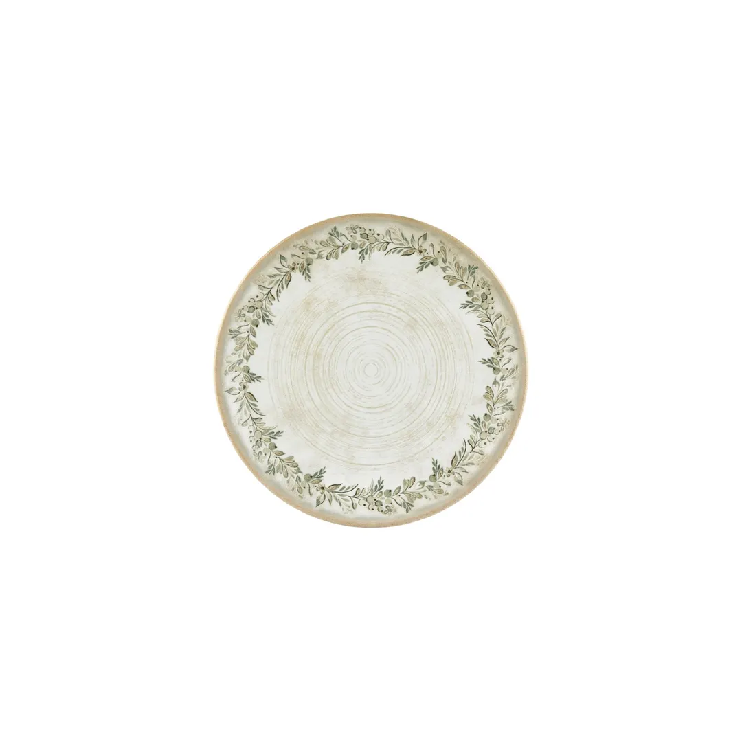 Turgla T-OLVZT23DZ-12 Oliva Round China Plate, 9" Diameter, Green Vitrified Porcelain