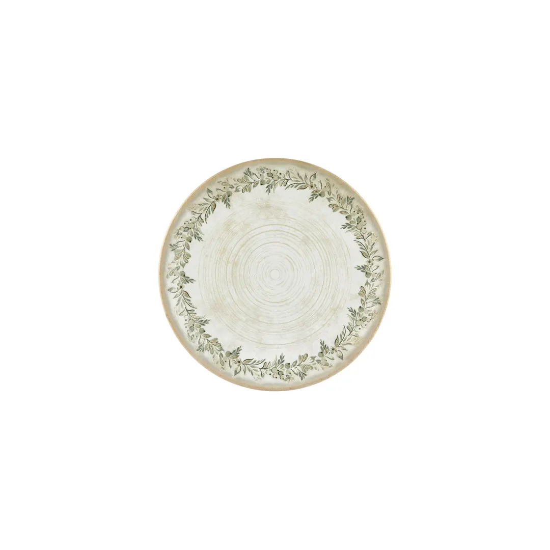 Turgla T-OLVZT23DZ-12 Oliva Round China Plate, 9" Diameter, Green Vitrified Porcelain