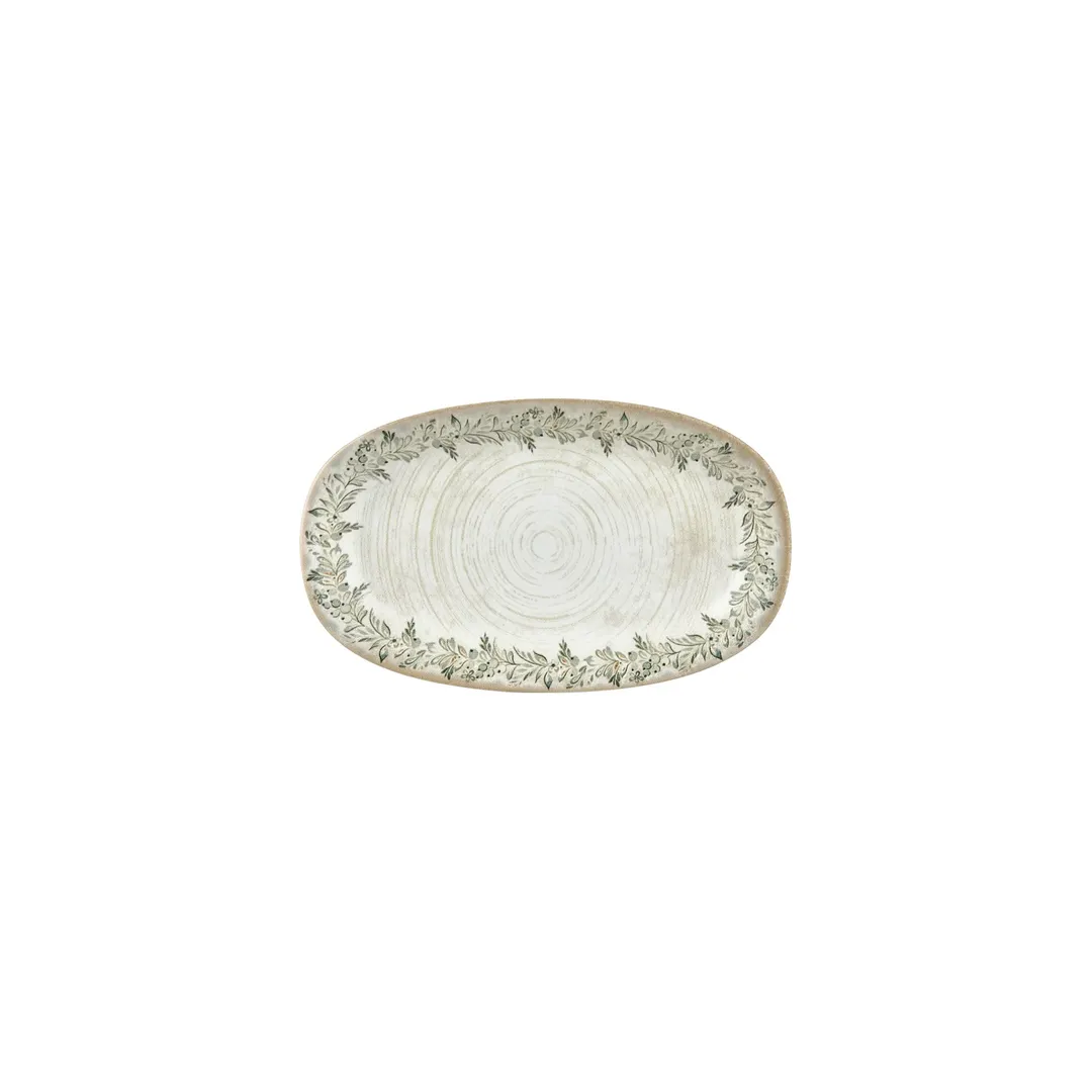 Turgla T-OLVZT24OV-12 Oval Platter, 9.5" x 5.75" x 1" Porcelain Green Vitrified Finish - 1/Each