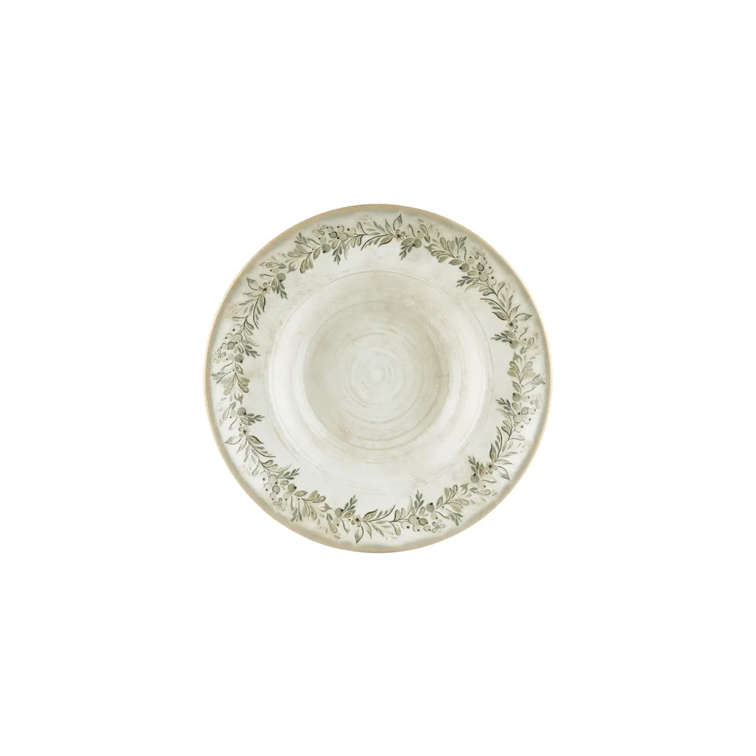 Turgla T-OLVZT25CK-6 Oliva Deep Round Plate, 9.75" Dia x 2.25" H, 14 oz Green Vitrified Porcelain