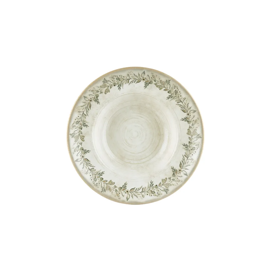 Turgla T-OLVZT27CK-6 Oliva Deep Round Plate, 10.75" Dia x 2.5" H, 17 oz, Green Vitrified Porcelain