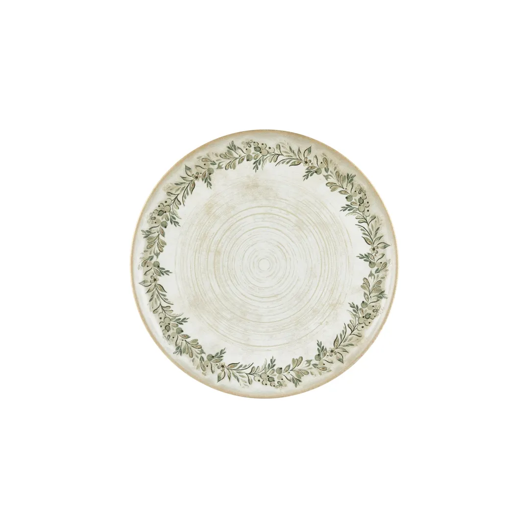 Turgla T-OLVZT27DZ-12 Oliva Round China Plate, 10.75" Diameter, Green Vitrified Porcelain